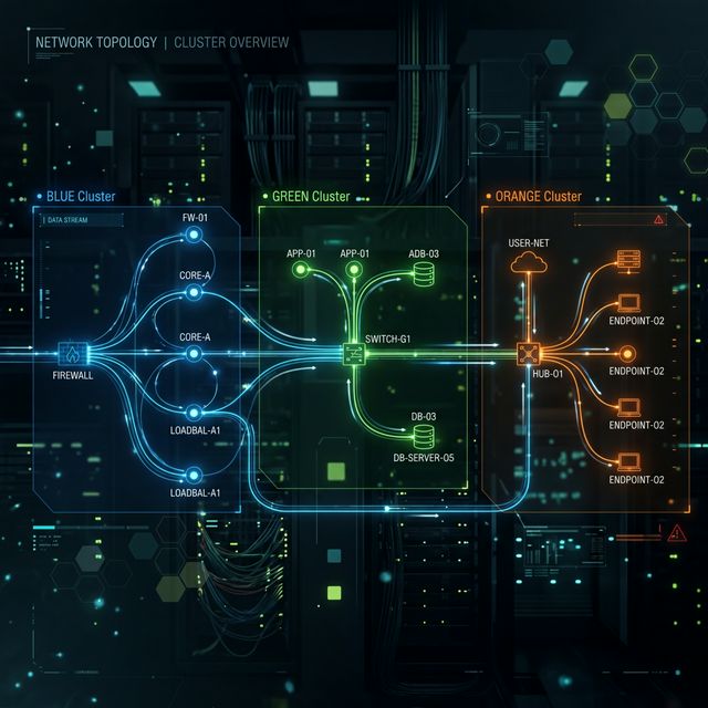 Network topology with colored zone clusters